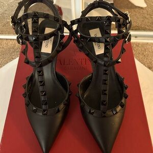 Valentino black rockstud heels 65mm heel height